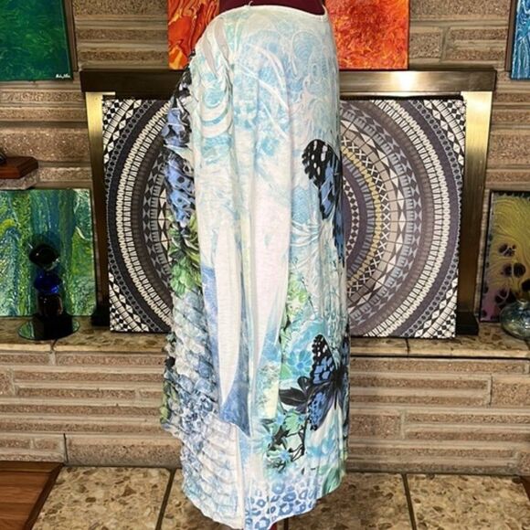Cal Style USA Butterfly & Floral Print Tunic 3/4 Sleeve Size Large - Picture 8 of 12